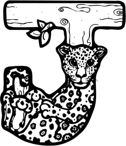 Letter J Is For Jaguar Coloring Page